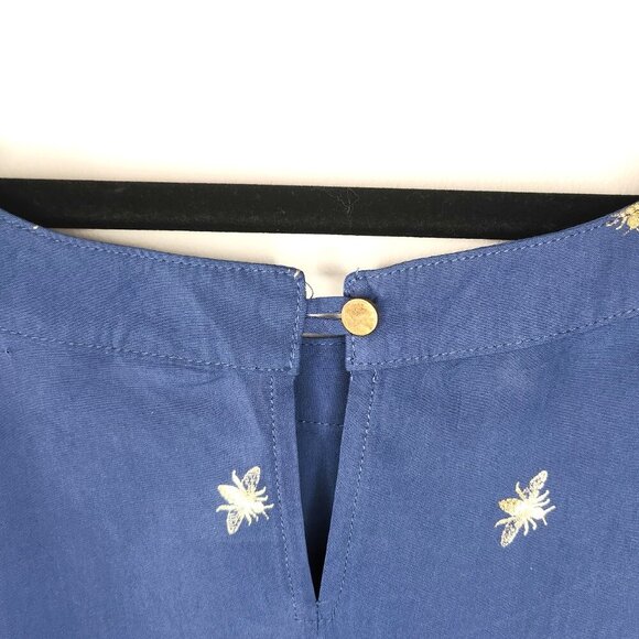 Solitaire Blue Sleeveless Top with Gold Bee Print- Size 2X - Picture 7 of 7